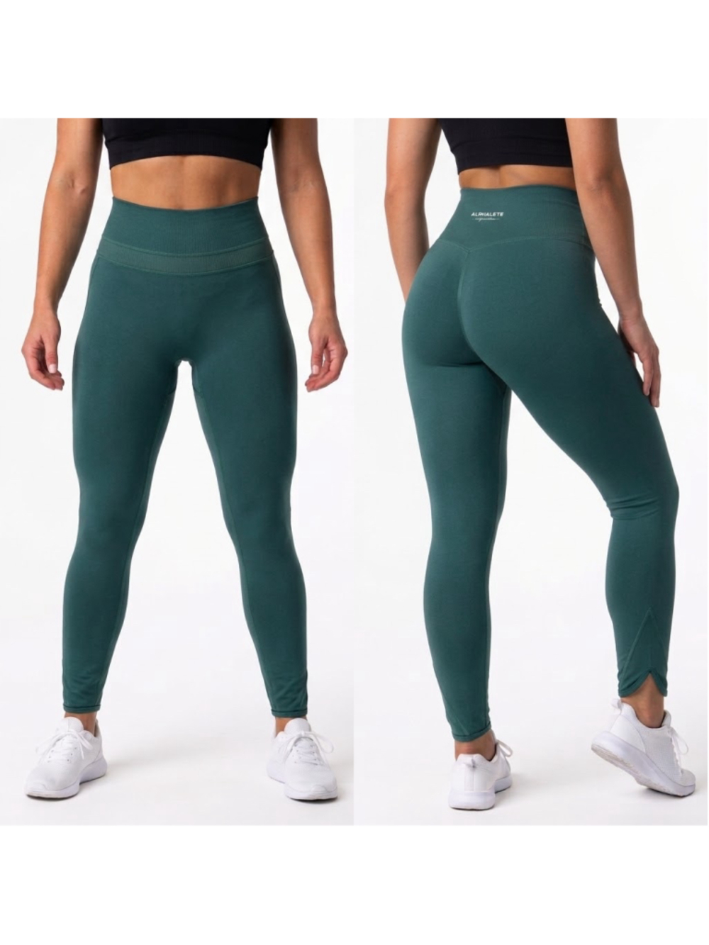 Alphalete Alphalux Womens High Waisted Athletic Workout Leggings Dark Teal Green